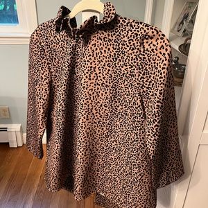 Tuckernuck Faye blouse, animal print, size M